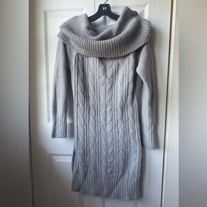 Poof Excellence Light Gray Cable Knit Sweater Dress